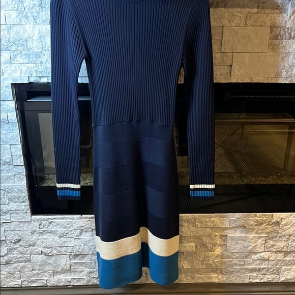 Tory Burch Blue Turtleneck Merino Wool Dress size XS missing sash - Picture 8 of 13